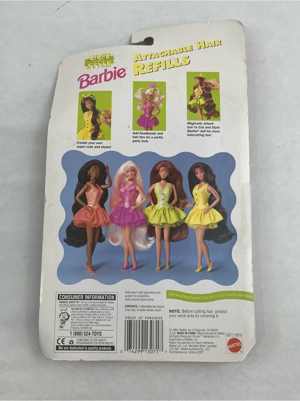 Vintage 1994 Barbie Cut & Style Attachable Hair Refills Brunette Mattel 13070